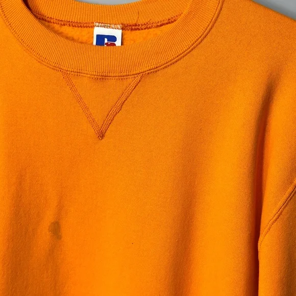 Vintage 90’s Russell Athletic Sweatshirt Men’s Size Small Solid Bright Orange - Picture 11 of 11